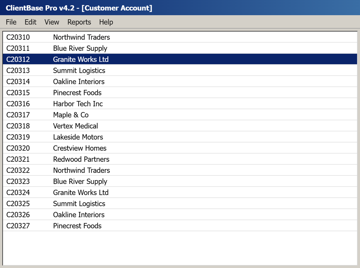 Before: original ClientBase Pro CRM