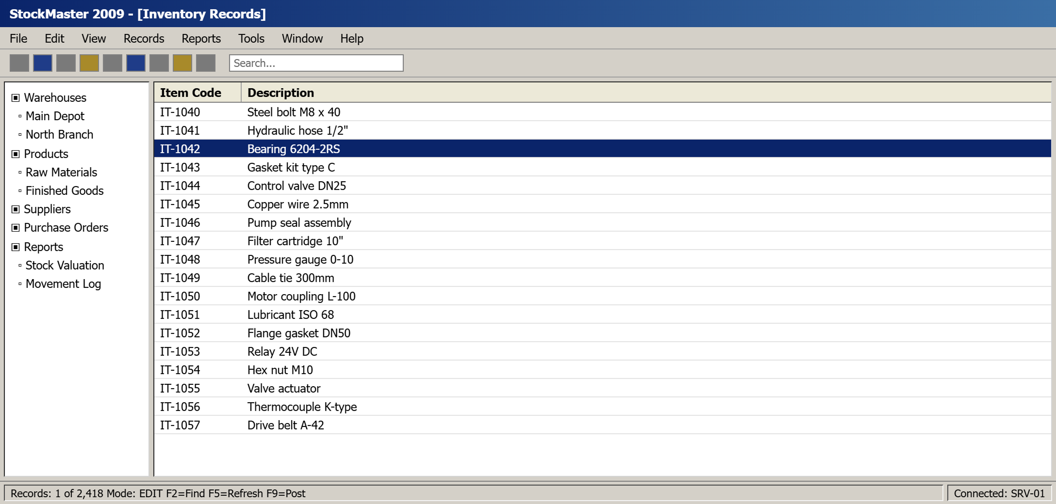 Before: StockMaster 2009 legacy inventory screen