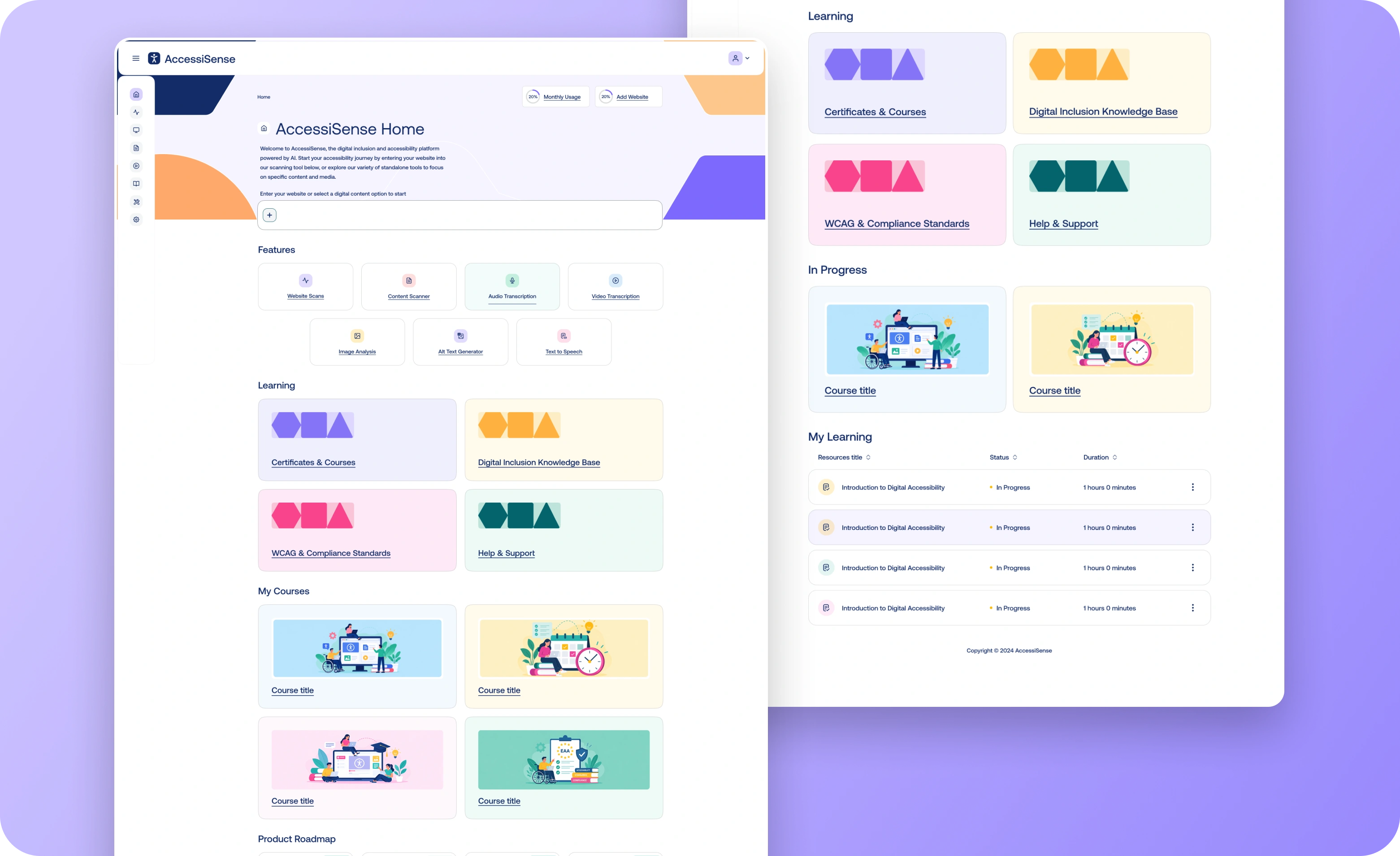 AccessiSense overview screens