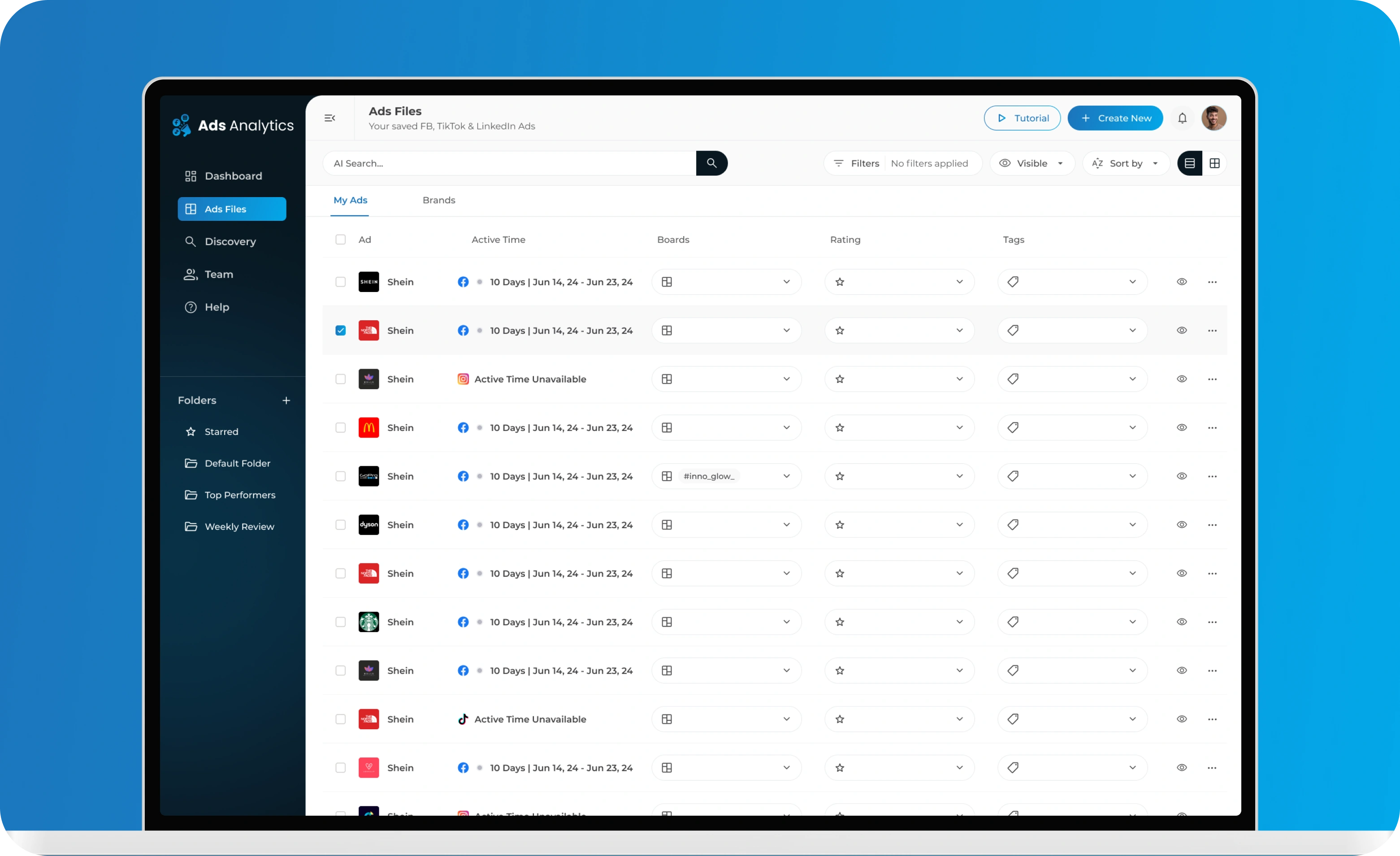 Ads Analytics UI showcase 1