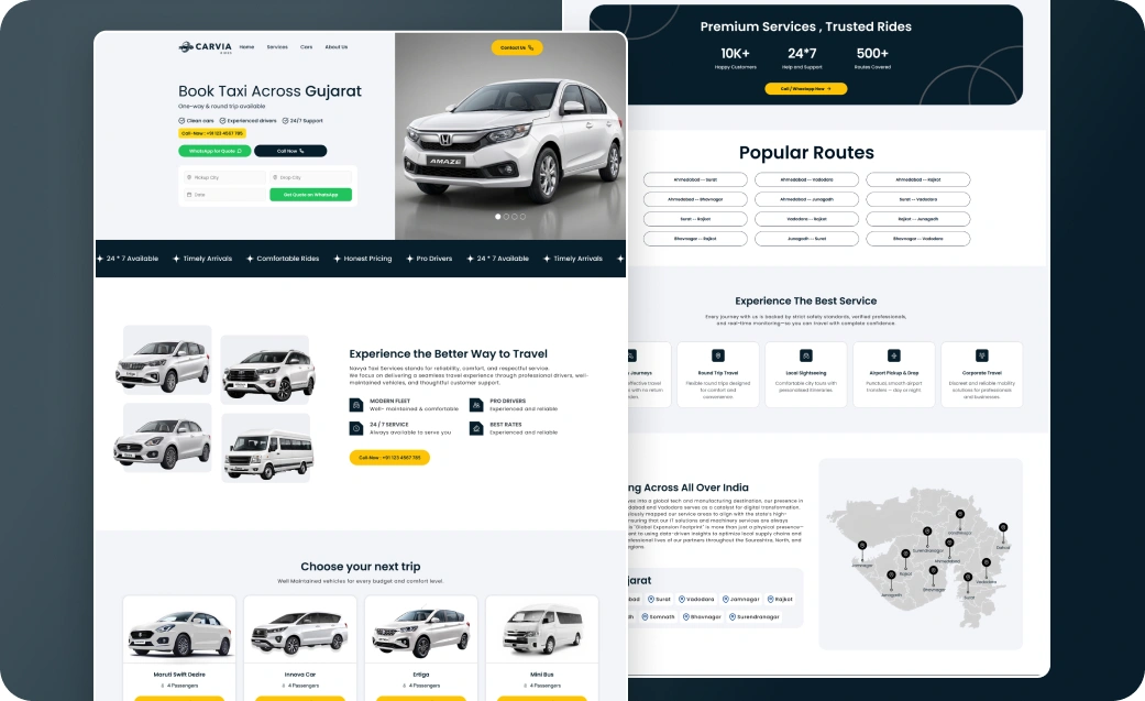 Carvia Rides overview screens