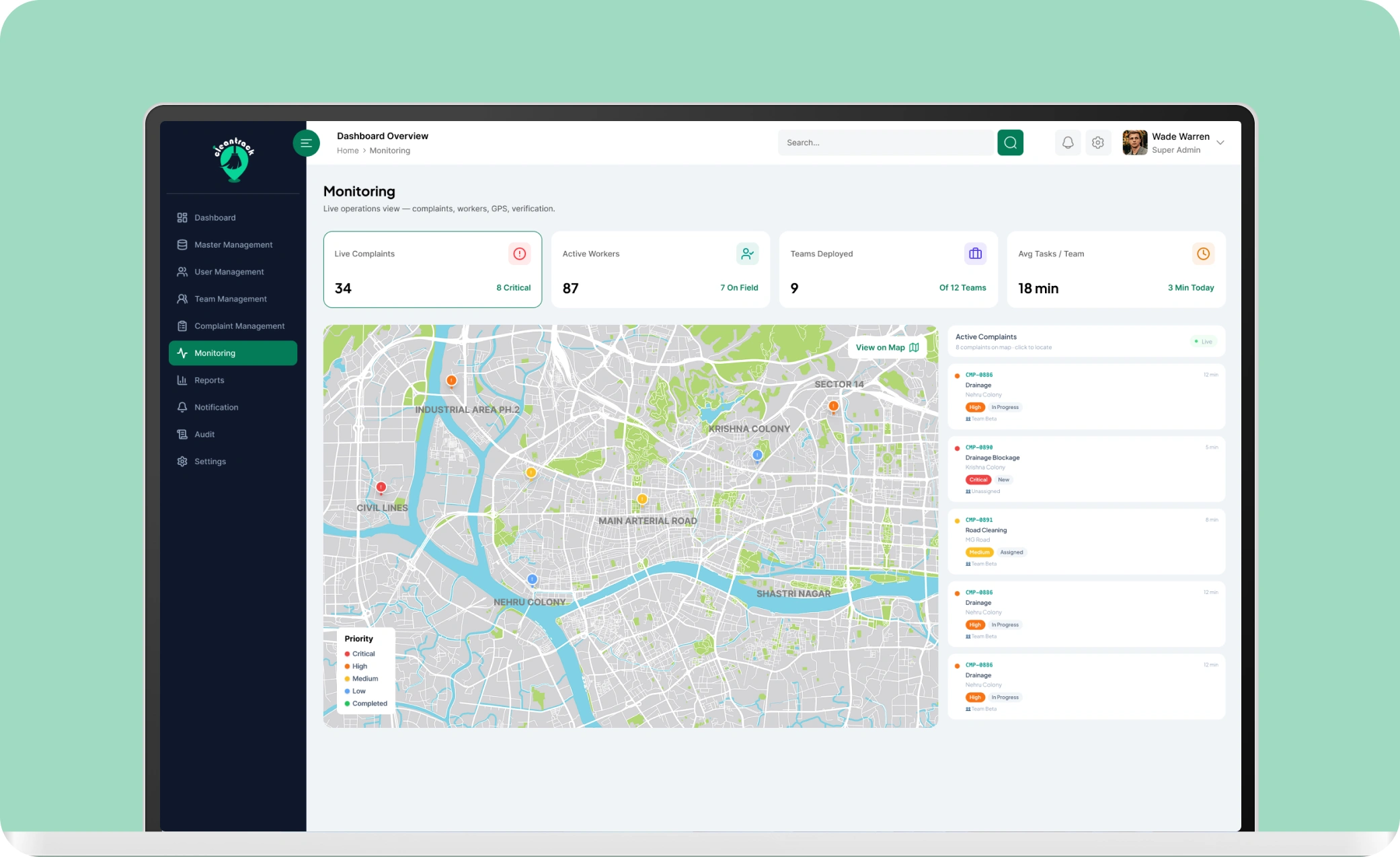 CleanTrack UI showcase 2