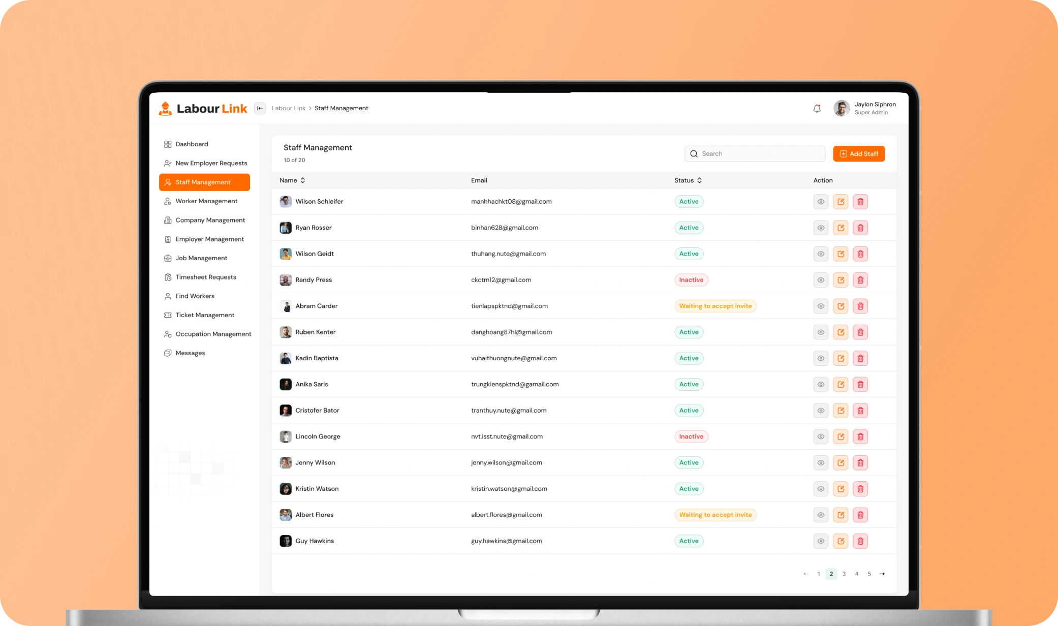 Labour Link UI showcase 2