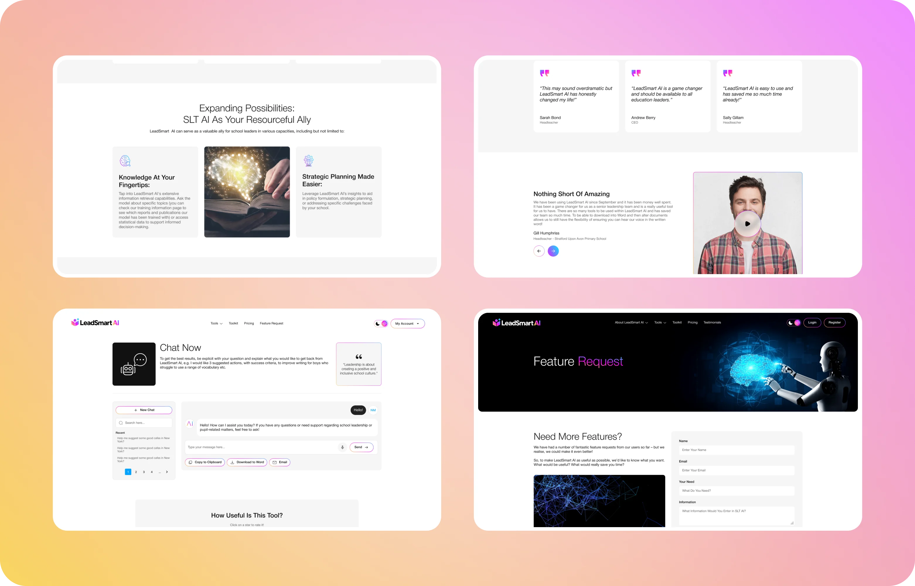 LeadSmart AI chat assistant and feature request page