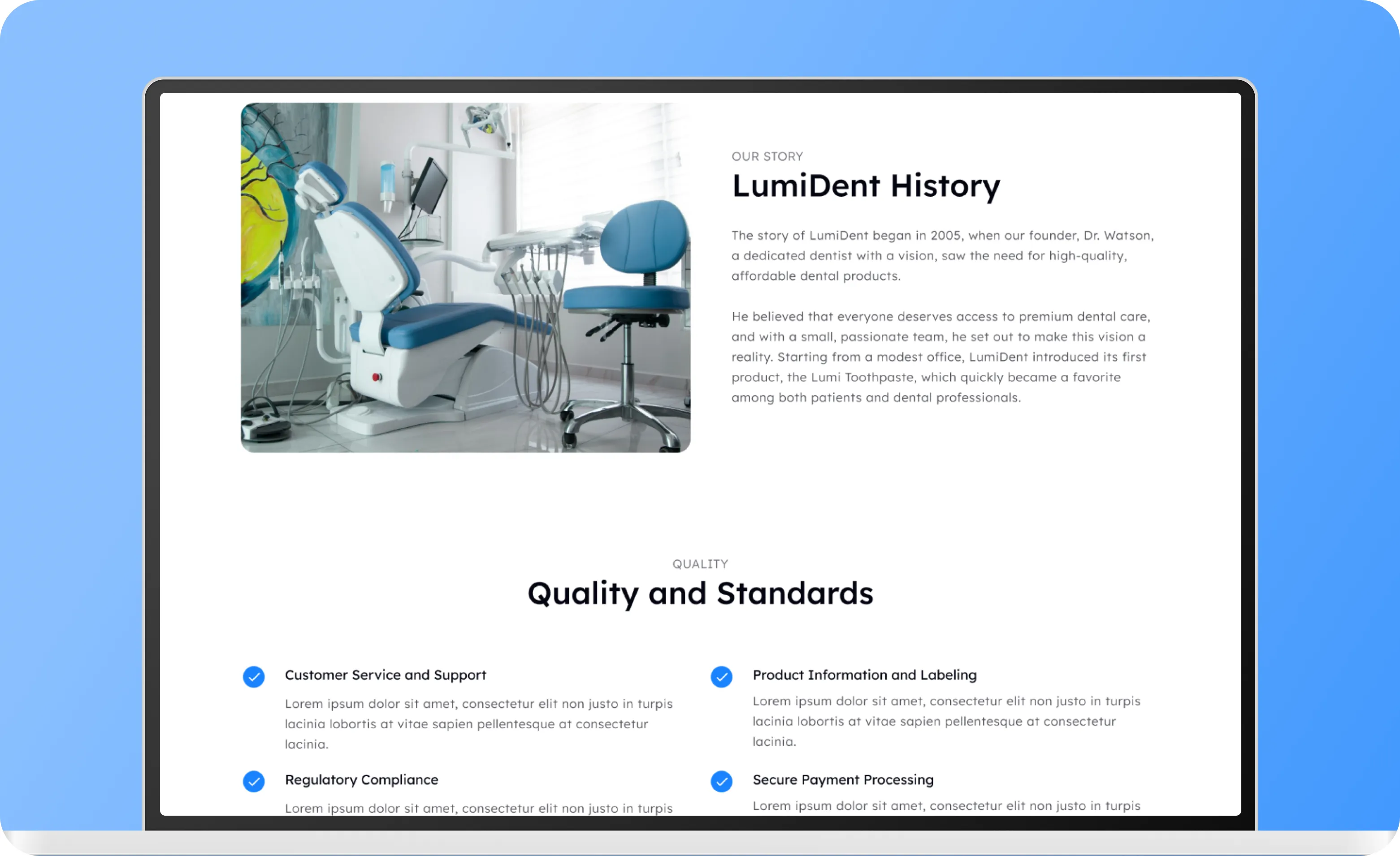 LumiDent history, quality standards and team of experts