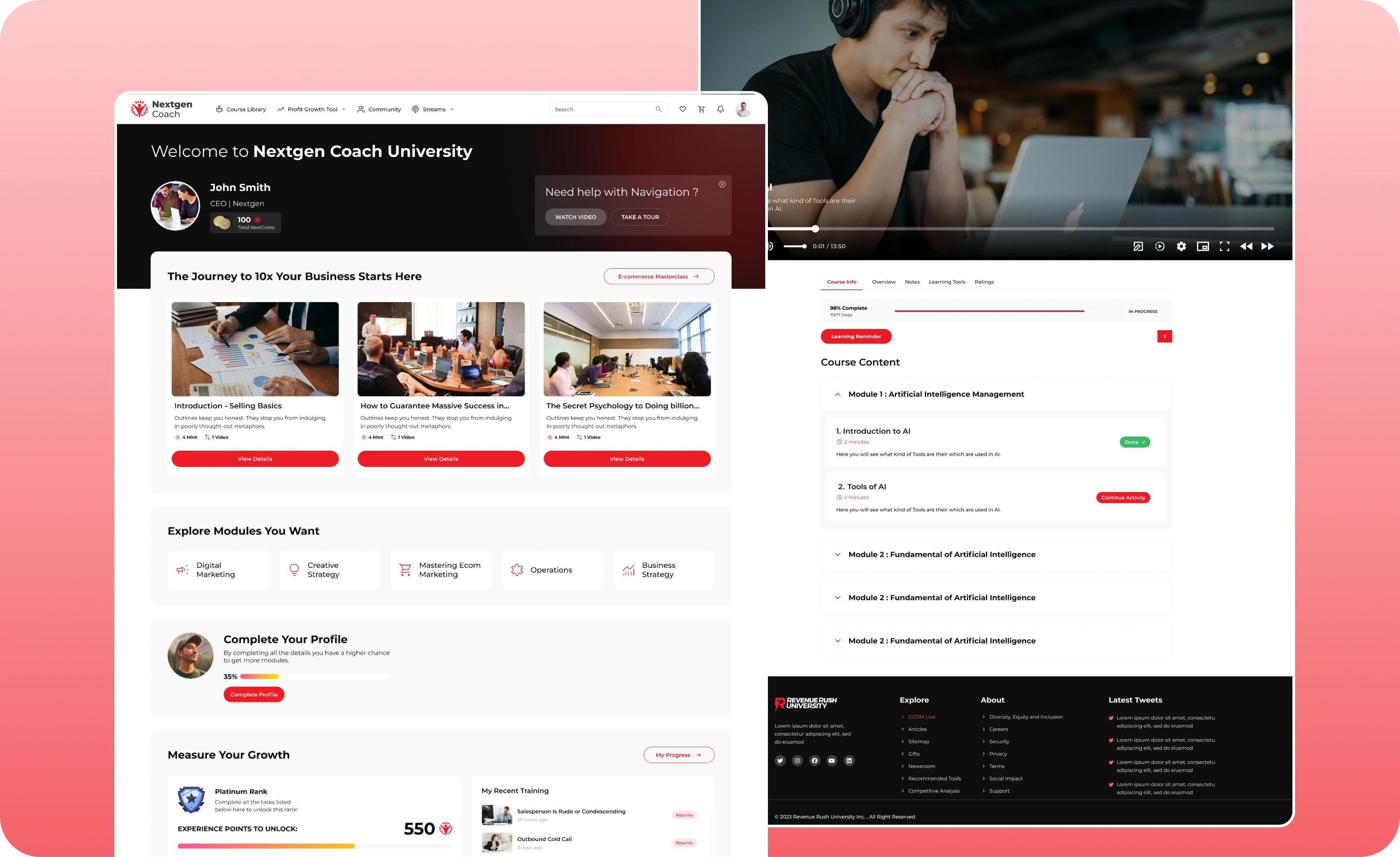 NextGen Coach platform interface