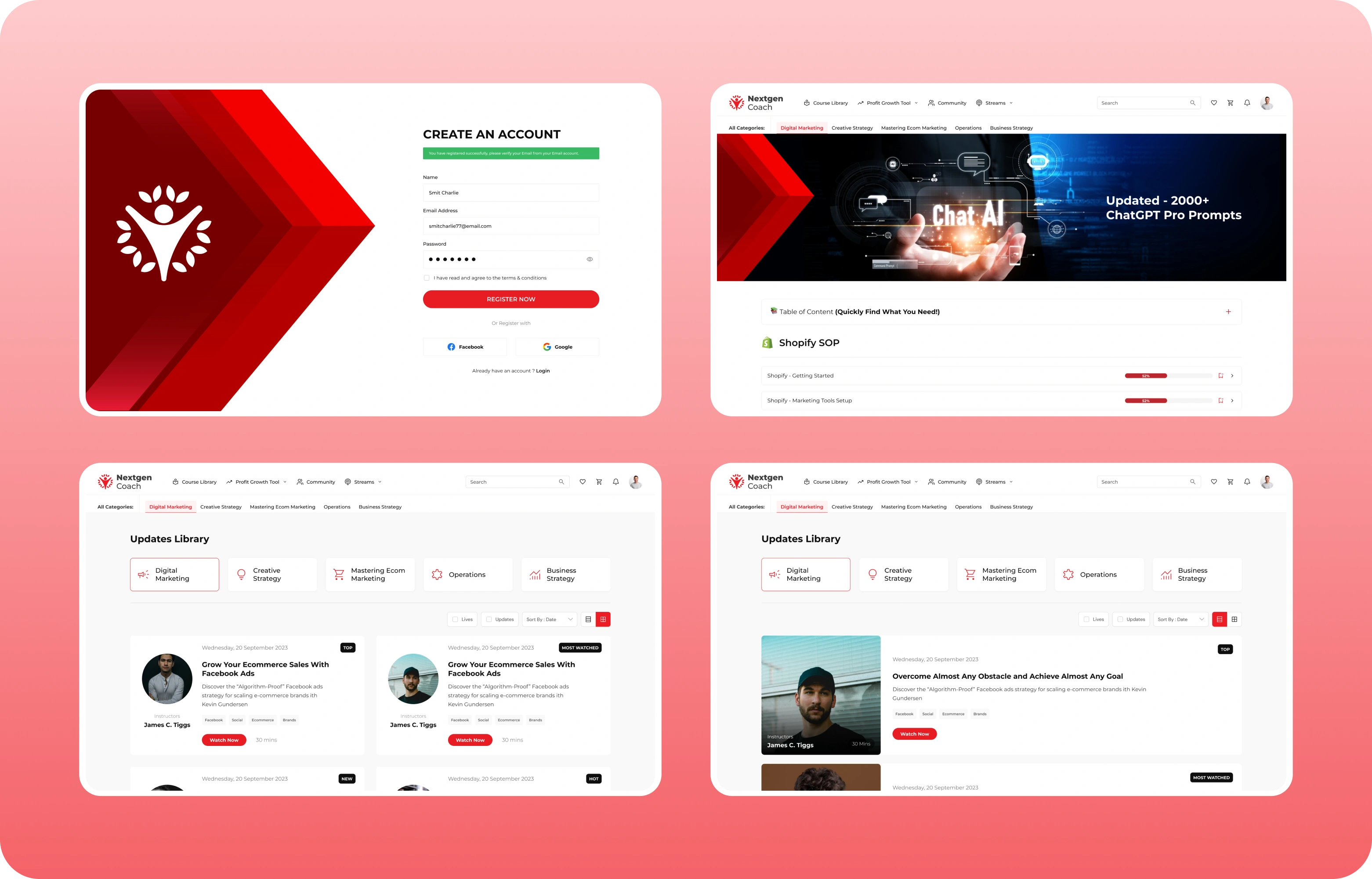 NextGen Coach UI showcase 2