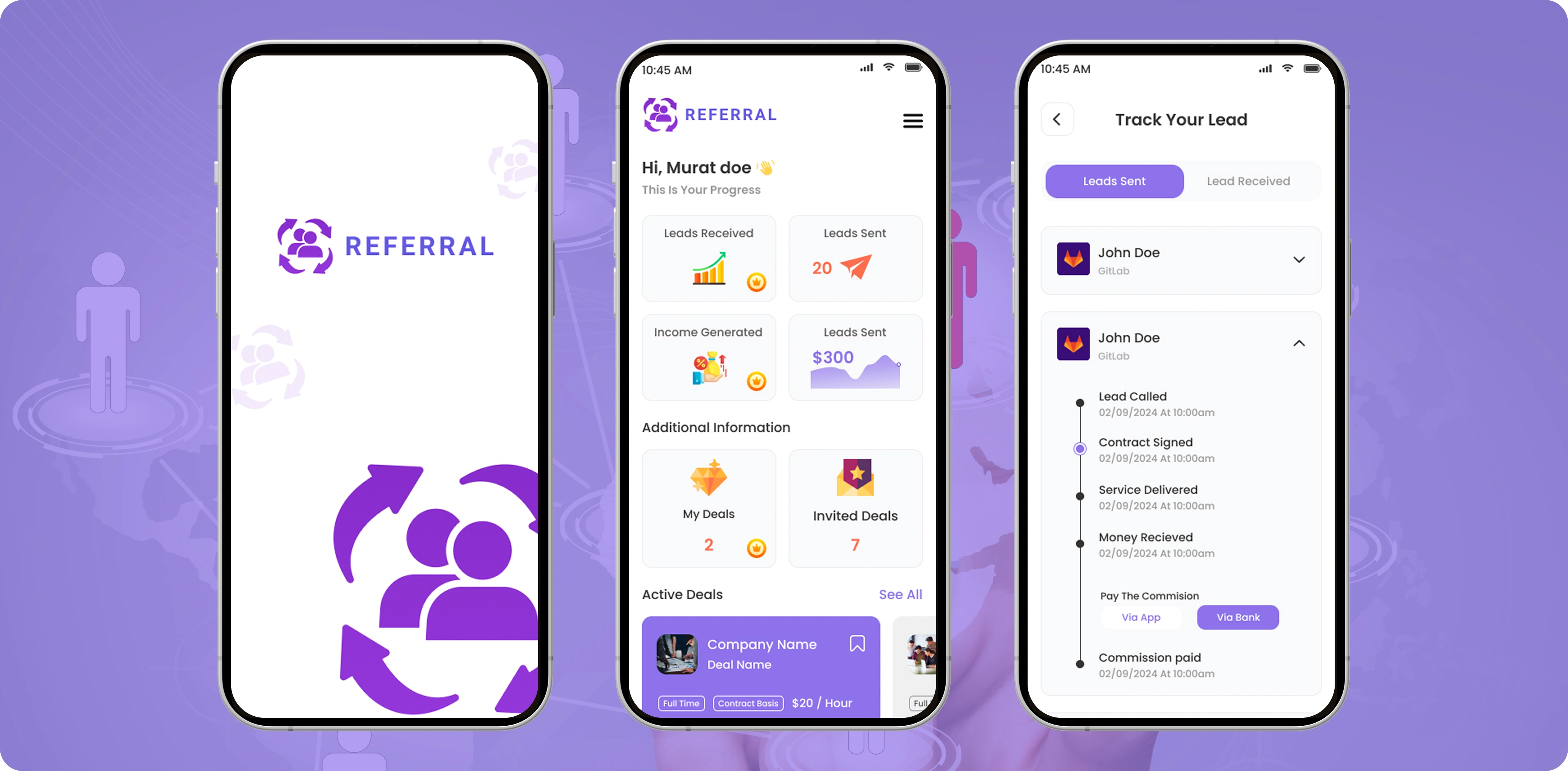 Referral platform interface